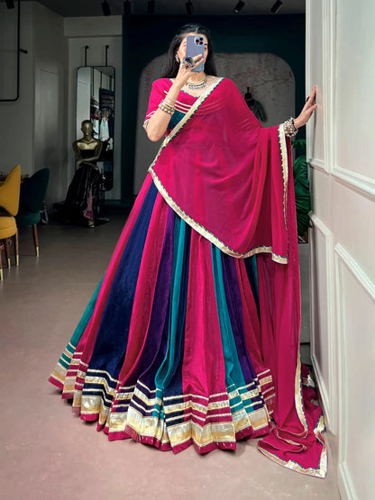 Multicolor Navratri Chaniya Choli With Lace Touch Up
