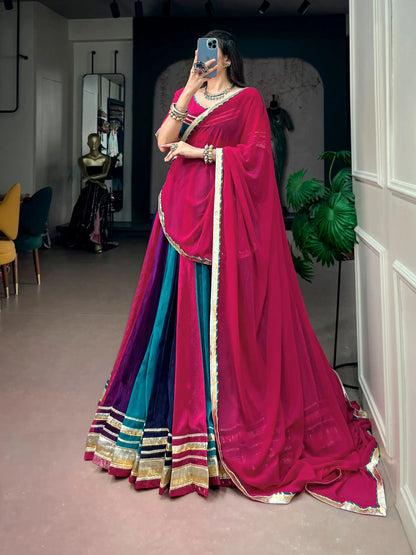 Multicolor Navratri Chaniya Choli With Lace Touch Up