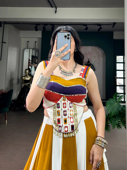 Multicolor Chaniya Choli With Mirror & Lace Touch Up