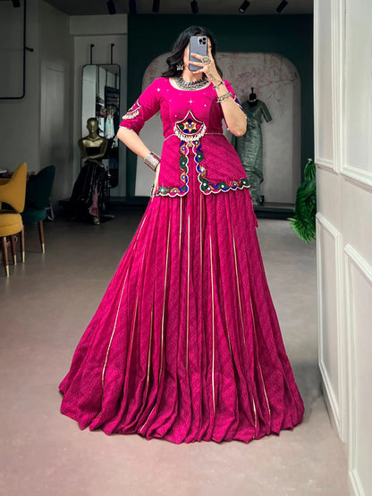 Pink Georgette Printed Navratri Chaniya choli