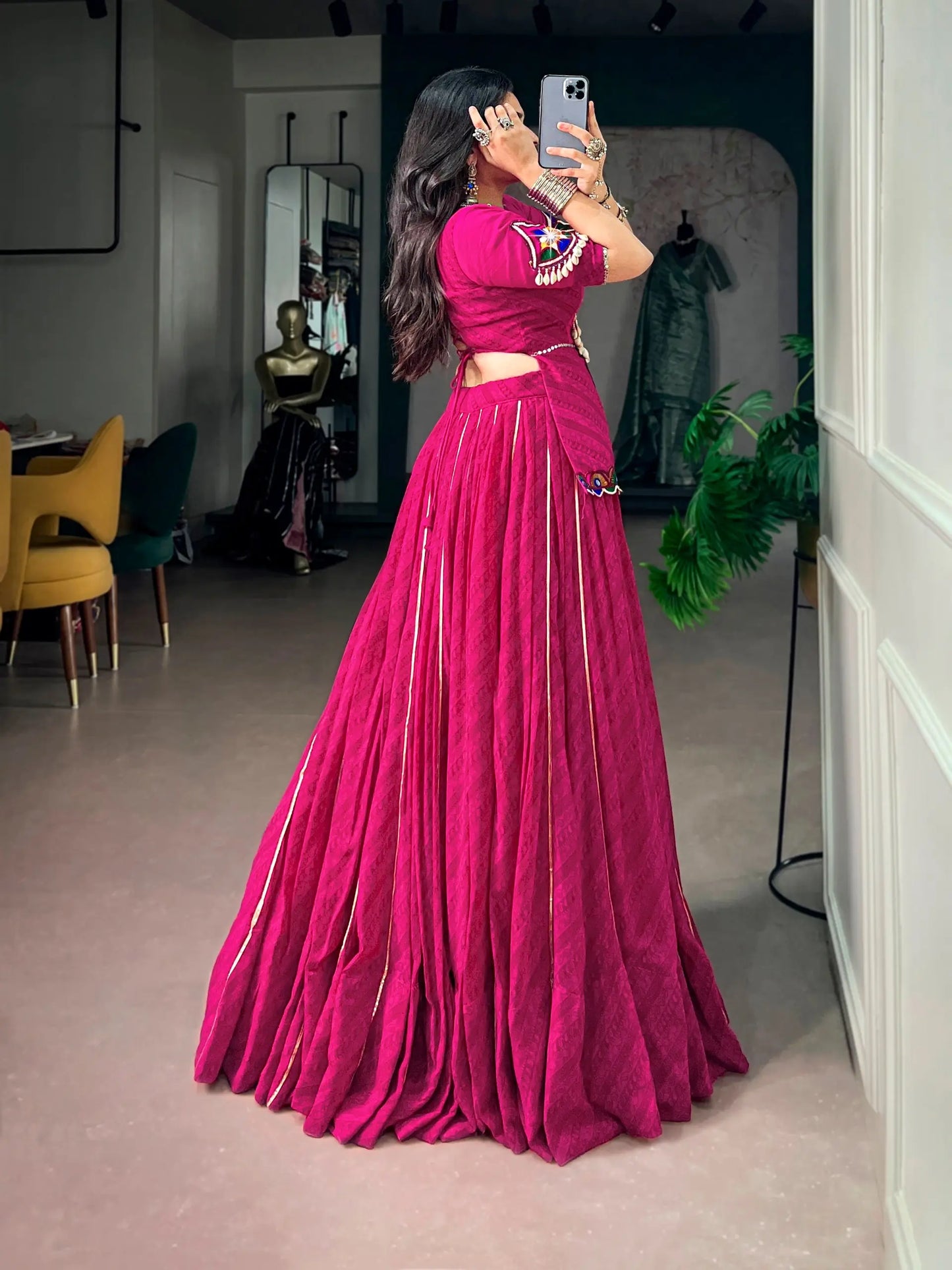 Pink Georgette Printed Navratri Chaniya choli
