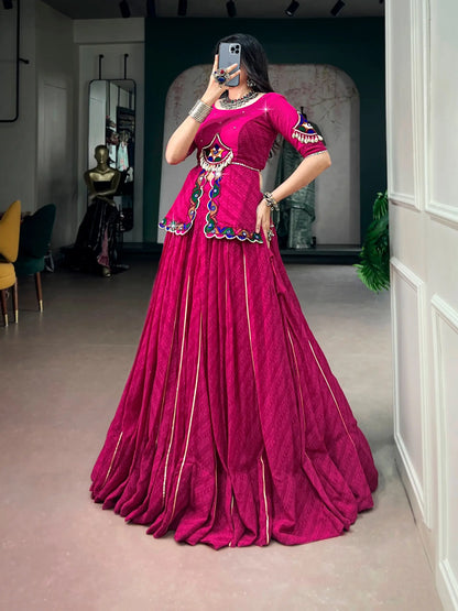 Pink Georgette Printed Navratri Chaniya choli