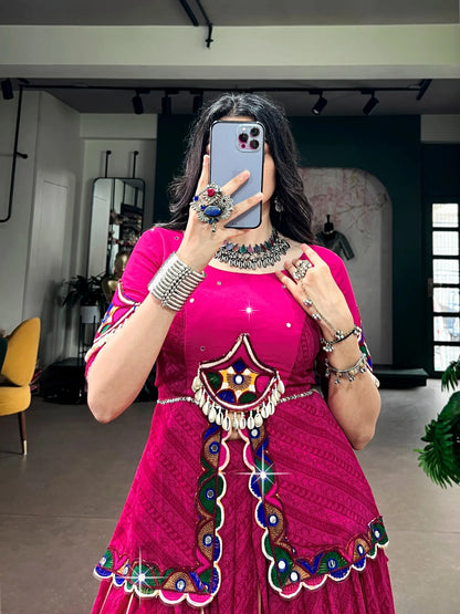 Pink Georgette Printed Navratri Chaniya choli