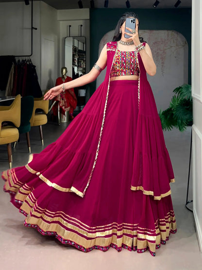 Rani Pink Gamthi Work Chaniya Choli