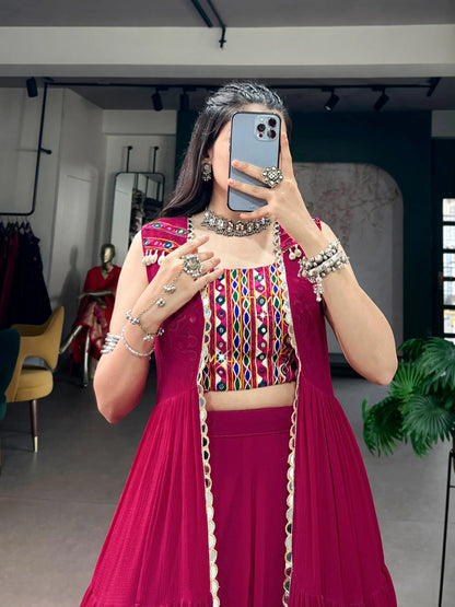 Rani Pink Gamthi Work Chaniya Choli