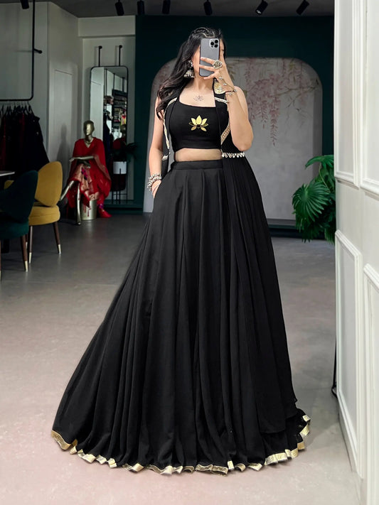 Black Navratri Chaniya Choli With shrug