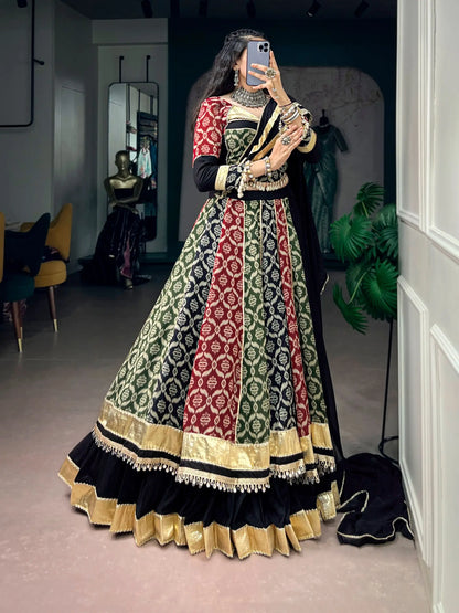 Multicolor Rayon Printed Navratri Lehenga