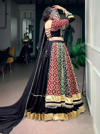 Multicolor Rayon Printed Navratri Lehenga