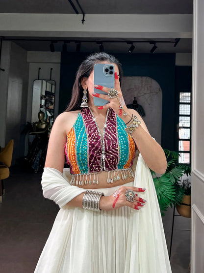 White Stylish Garba Chaniya Choli