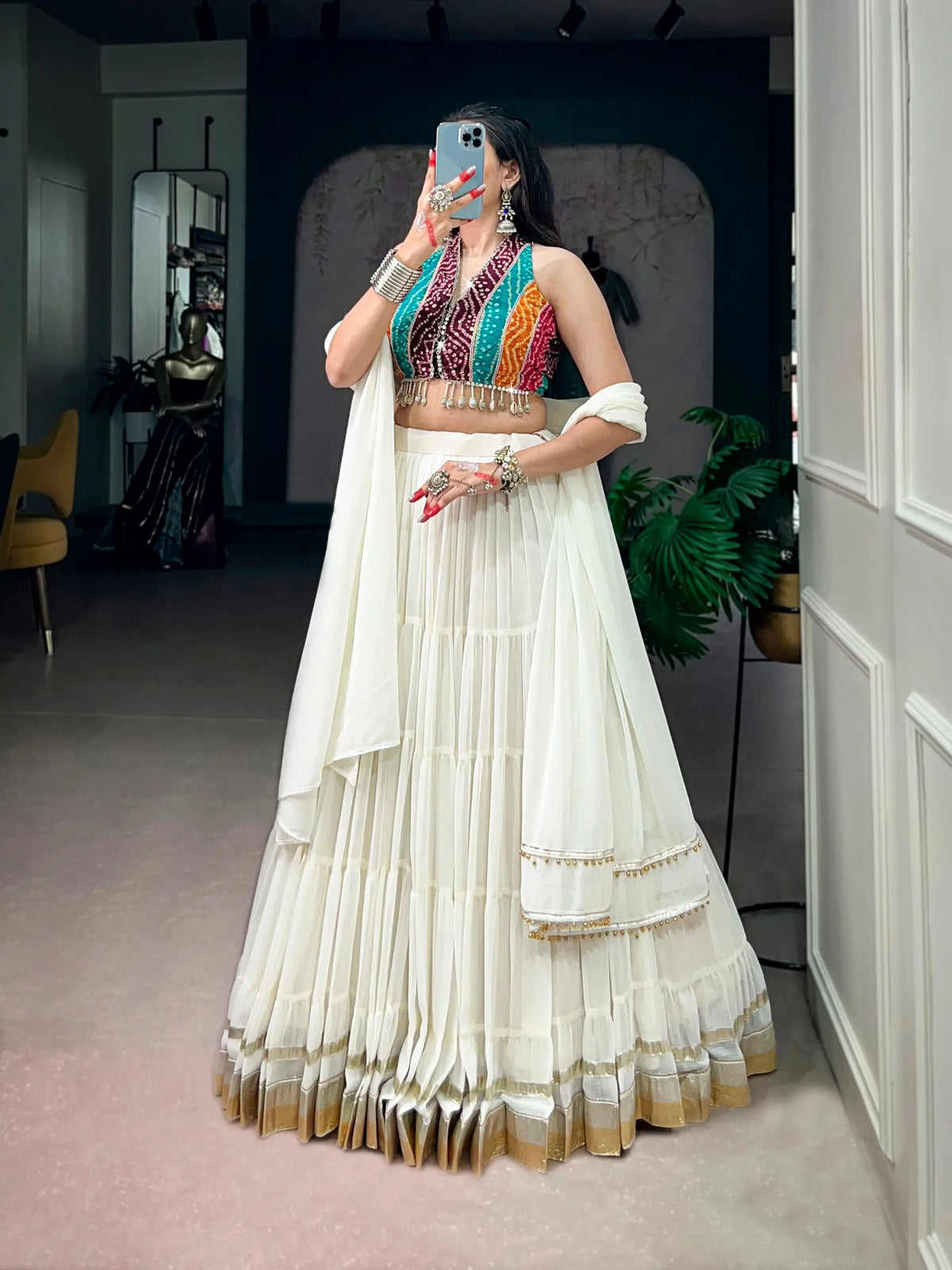 White Stylish Garba Chaniya Choli