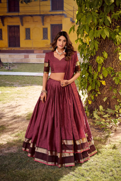 Mulberry Zari Weaving Cotton Lehenga choli