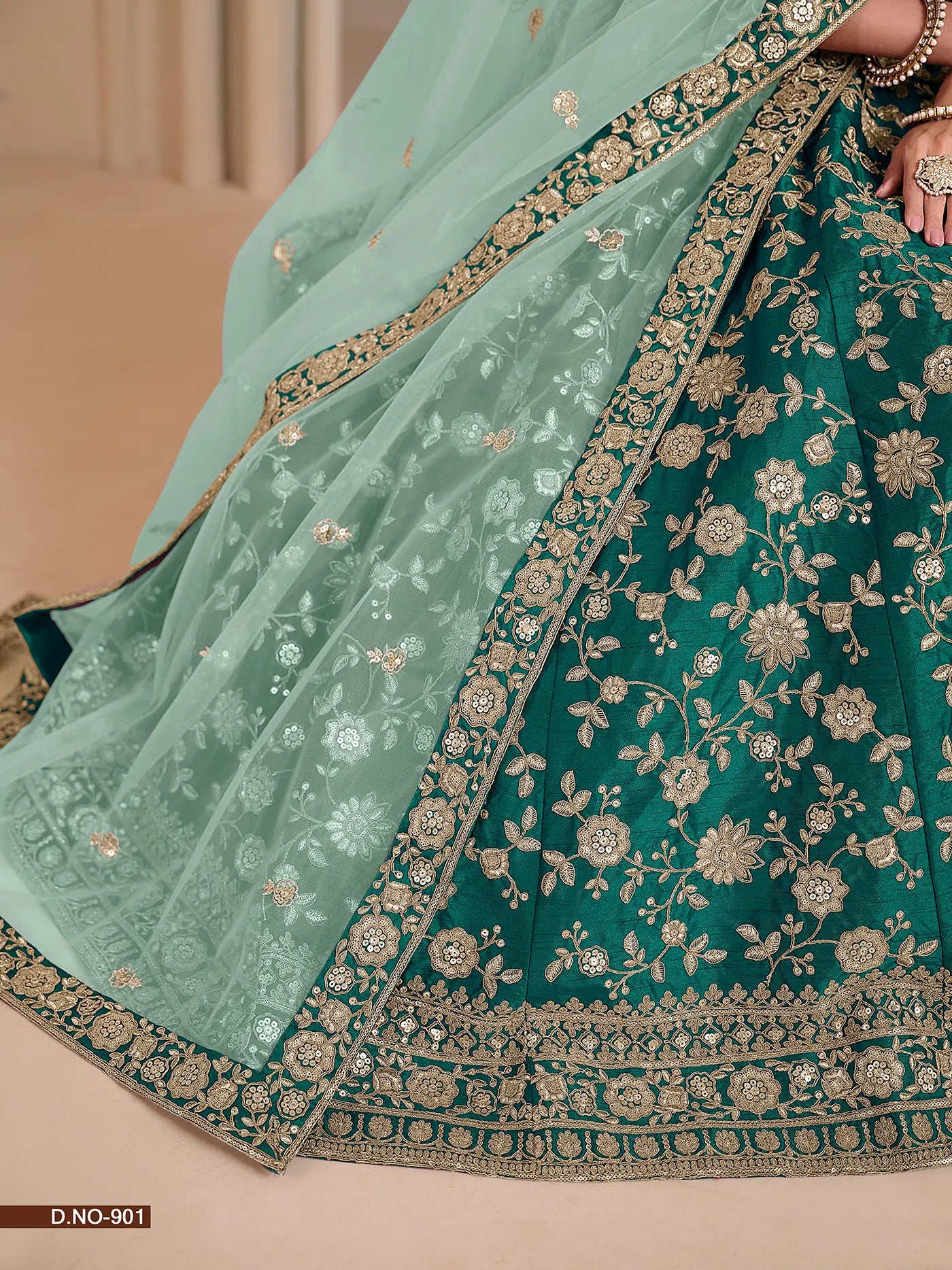 Sea Green Designer Art Silk Lehenga Choli With Thread And Sequins Work