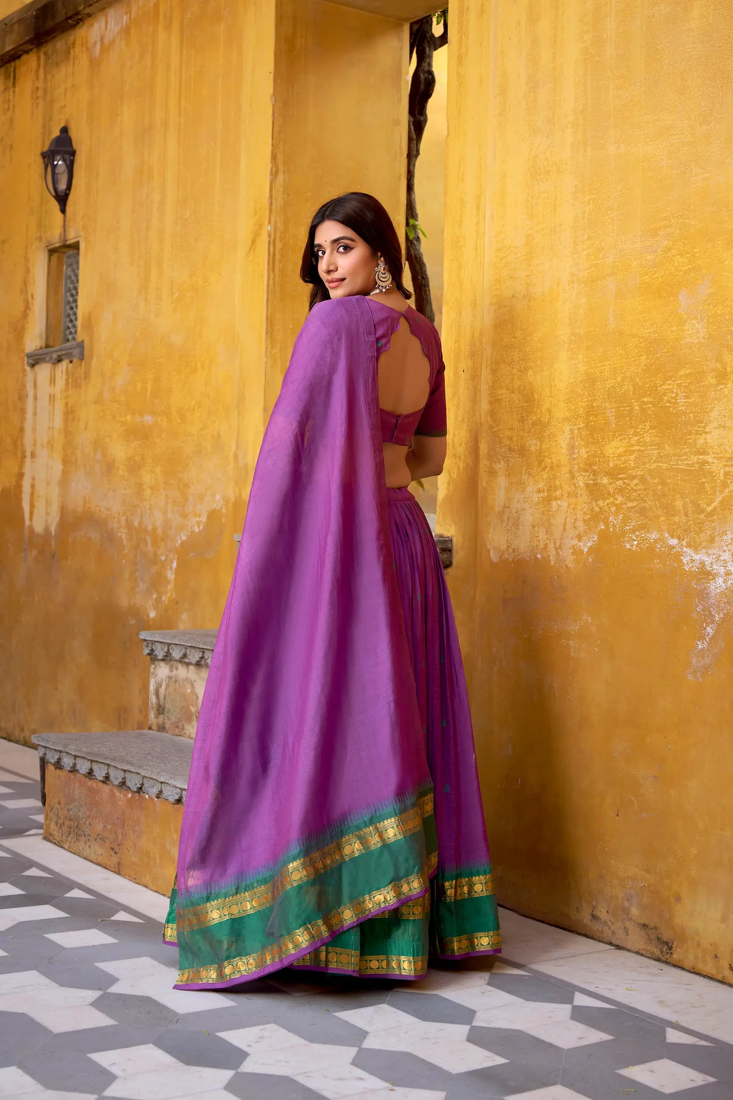 Muted Purple Chanderi Zari Weaving Lehenga Choli