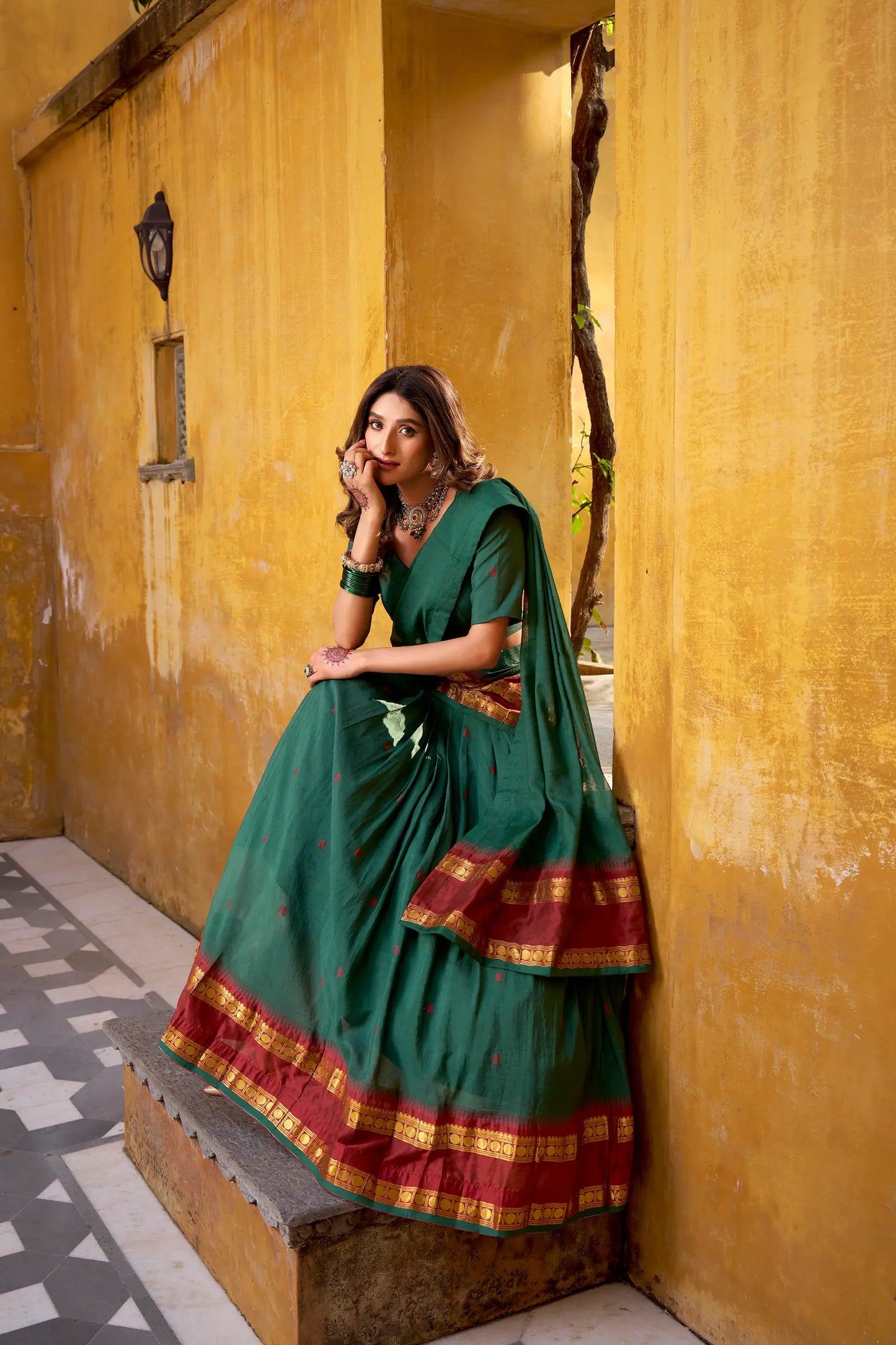 Teal Blue Chanderi Zari Weaving Lehenga Choli