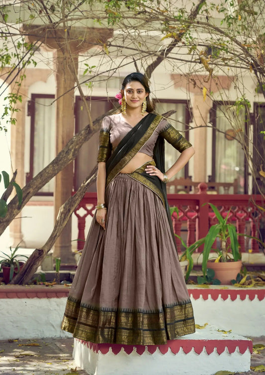 Dusty Brown South Indian Lehenga Choli