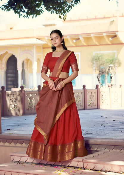 Rust Red South Indian Lehenga Choli
