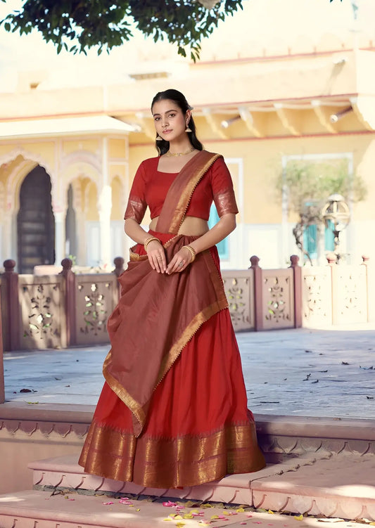 Rust Red South Indian Lehenga Choli