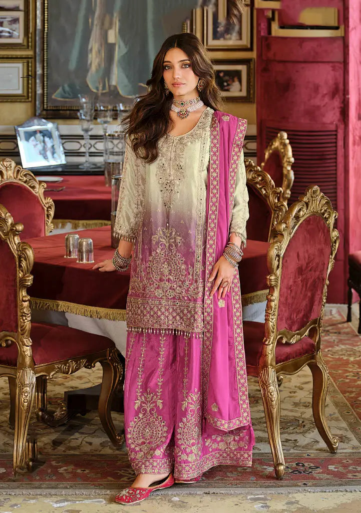 Dark Pink Chinon Embroidered Salwar Suit