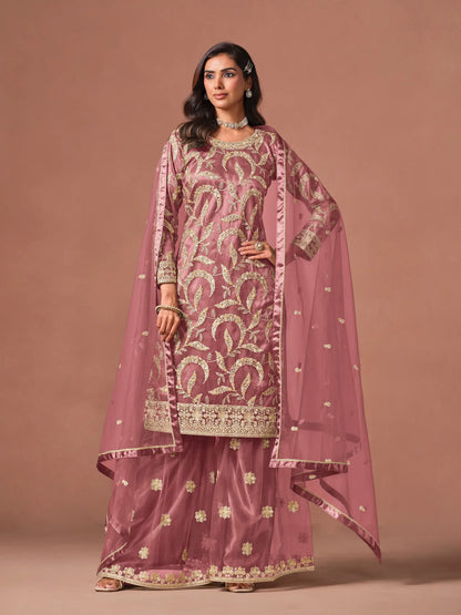 Dusty Pink Embroidered Salwar Suit