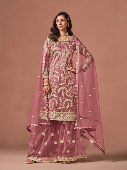 Dusty Pink Embroidered Salwar Suit