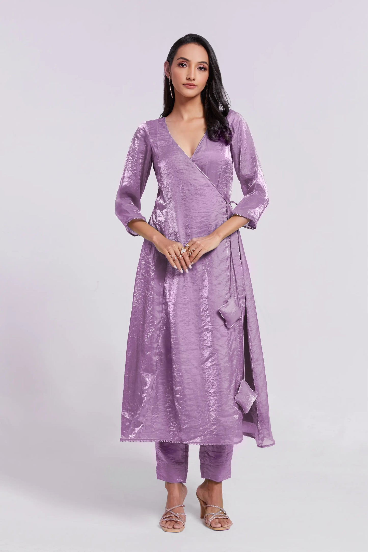 Lilac Purple Pure Organza Salwar Suit