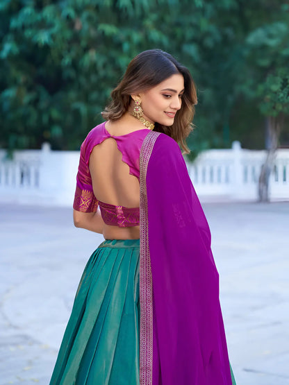Sea Green Kanchipuram Lehenga Choli