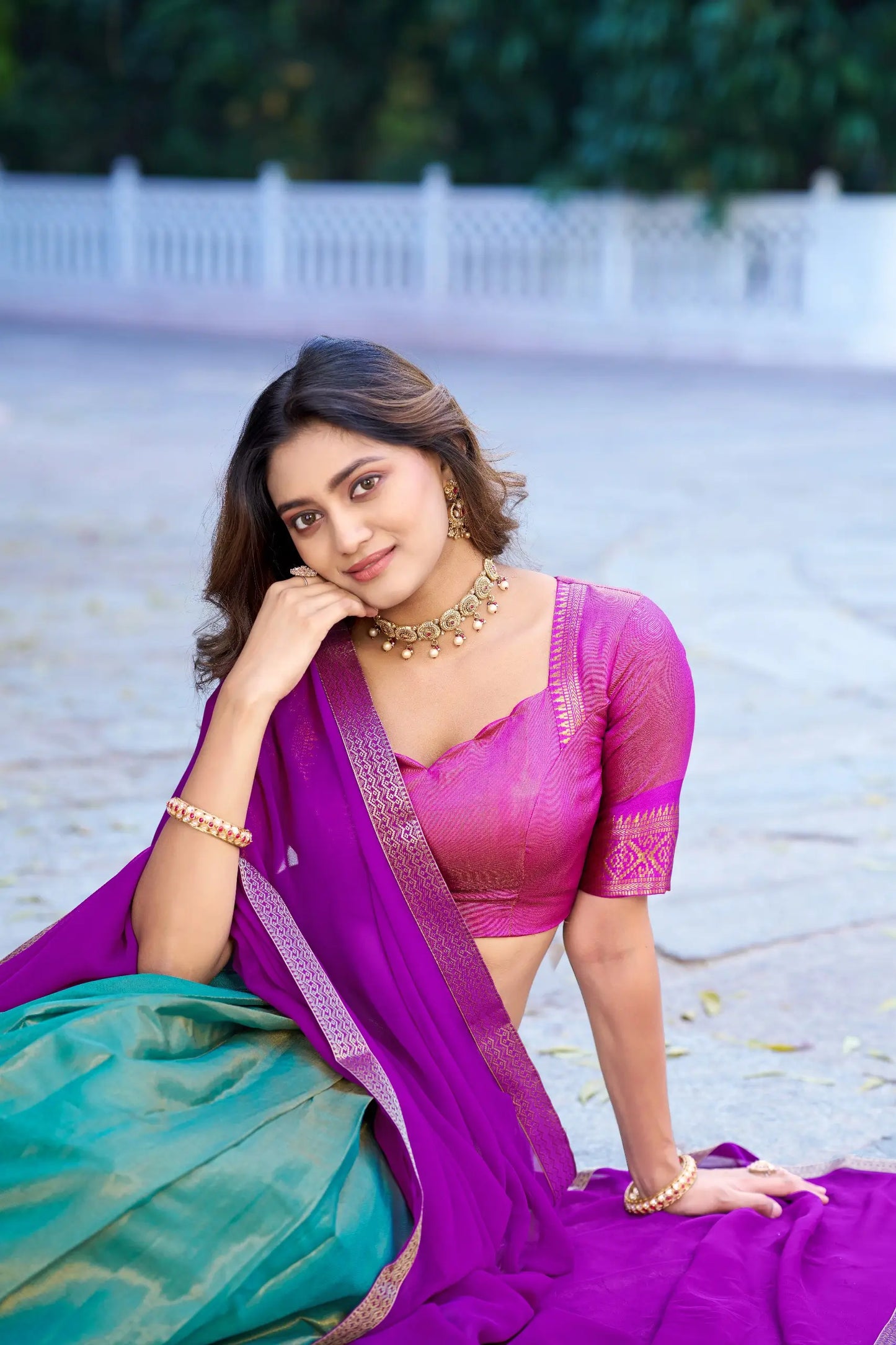 Sea Green Kanchipuram Lehenga Choli