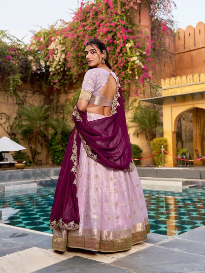 Mauve Pink Paithani Lehenga Choli