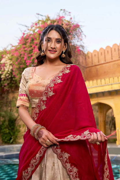 Light Beige Paithani Lehenga Choli