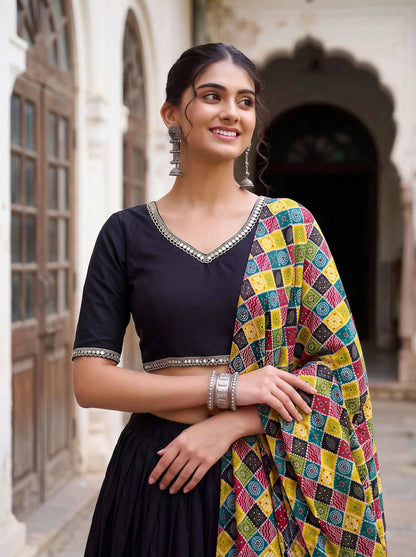Black Mirror Work Navratri Lehenga Choli