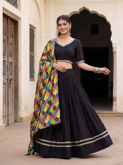 Black Mirror Work Navratri Lehenga Choli