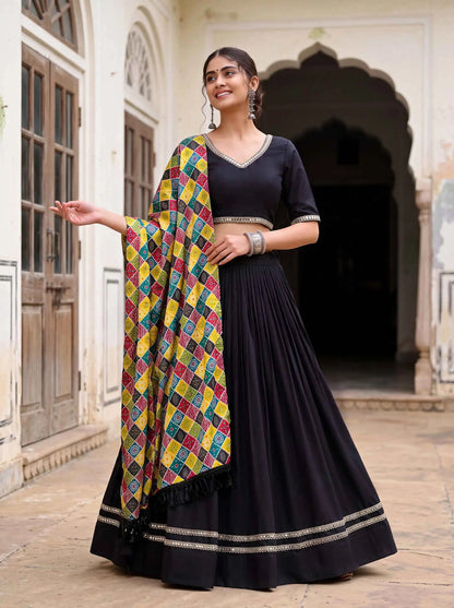 Black Mirror Work Navratri Lehenga Choli
