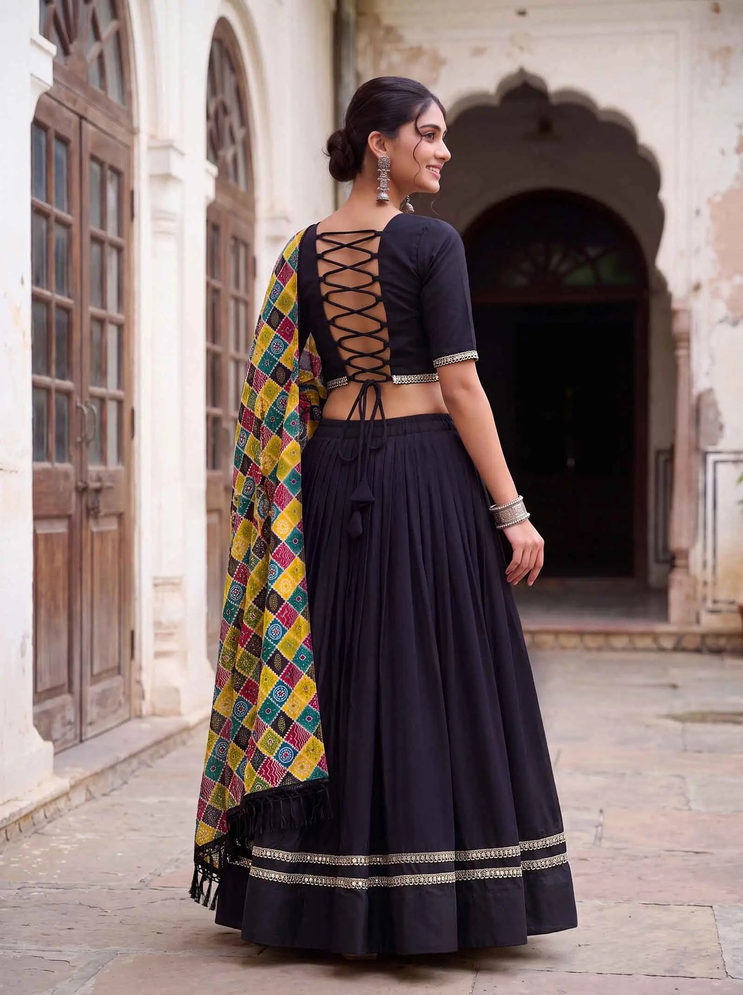 Black Mirror Work Navratri Lehenga Choli