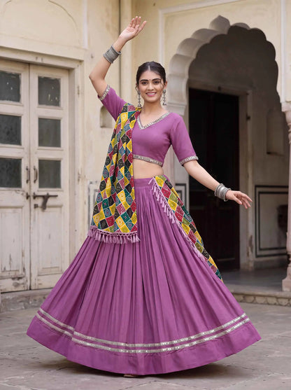 Mauve Mirror Work Navratri Lehenga Choli