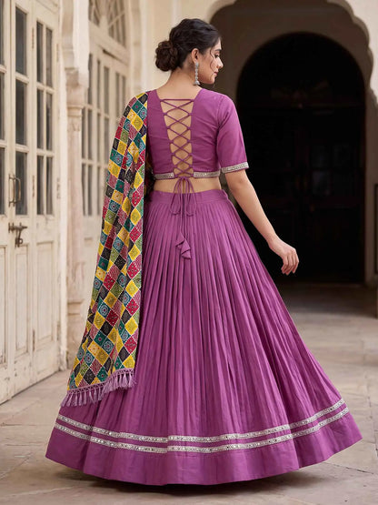 Mauve Mirror Work Navratri Lehenga Choli