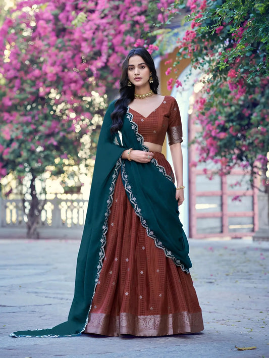 Rust Orange South indian Lehenga Choli