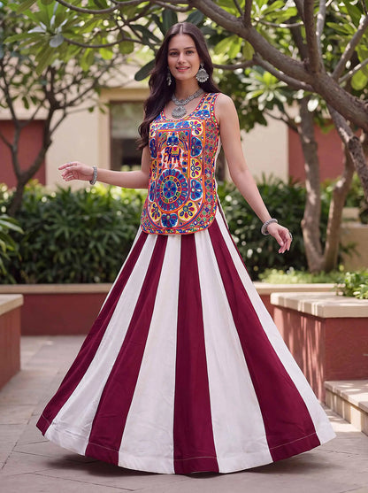 Maroon Traditional Lehenga Choli For Navratri