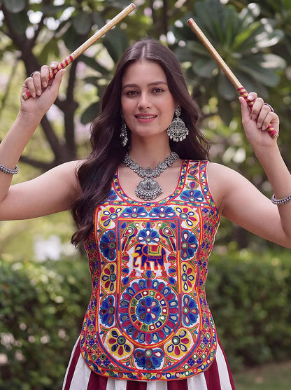 Maroon Traditional Lehenga Choli For Navratri