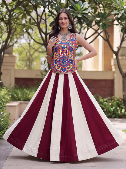 Maroon Traditional Lehenga Choli For Navratri