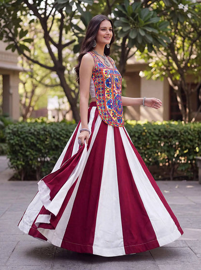 Maroon Traditional Lehenga Choli For Navratri