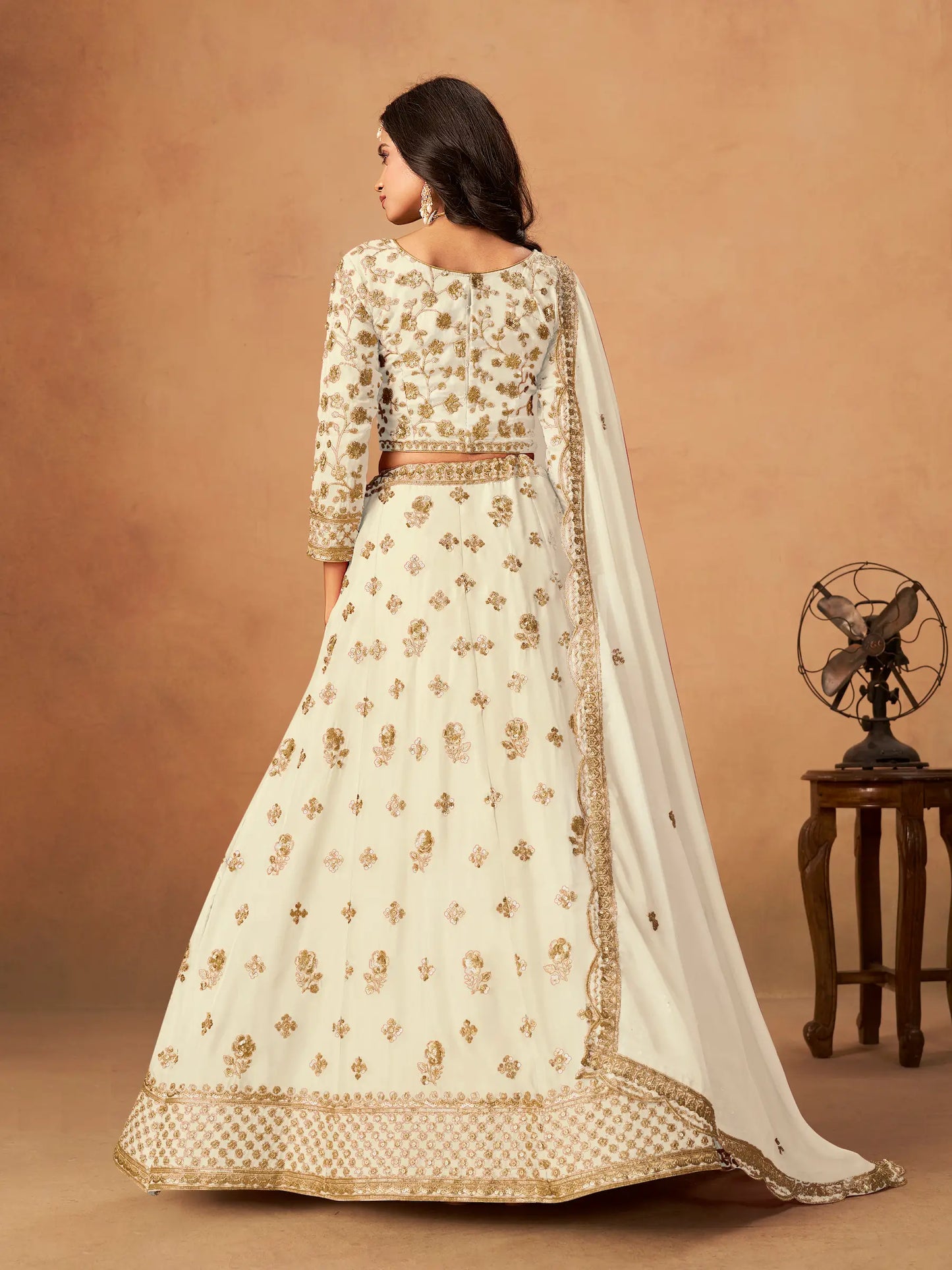 Off White Organza Embroidery Work Lehenga Choli