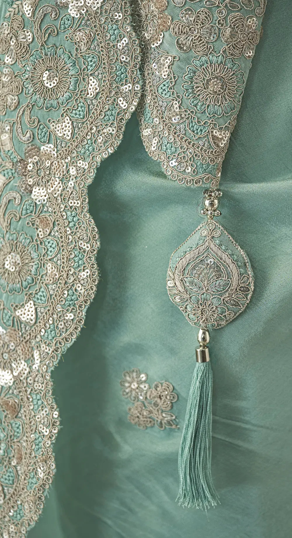 Sky Blue Viscose georgette Heavy Embroidery Saree