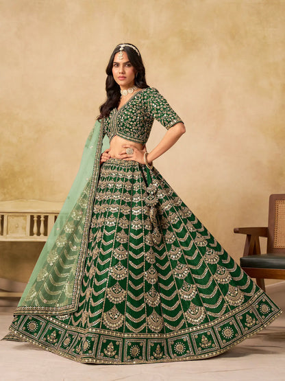 Timber green Art Silk Embroidery Lehenga Choli