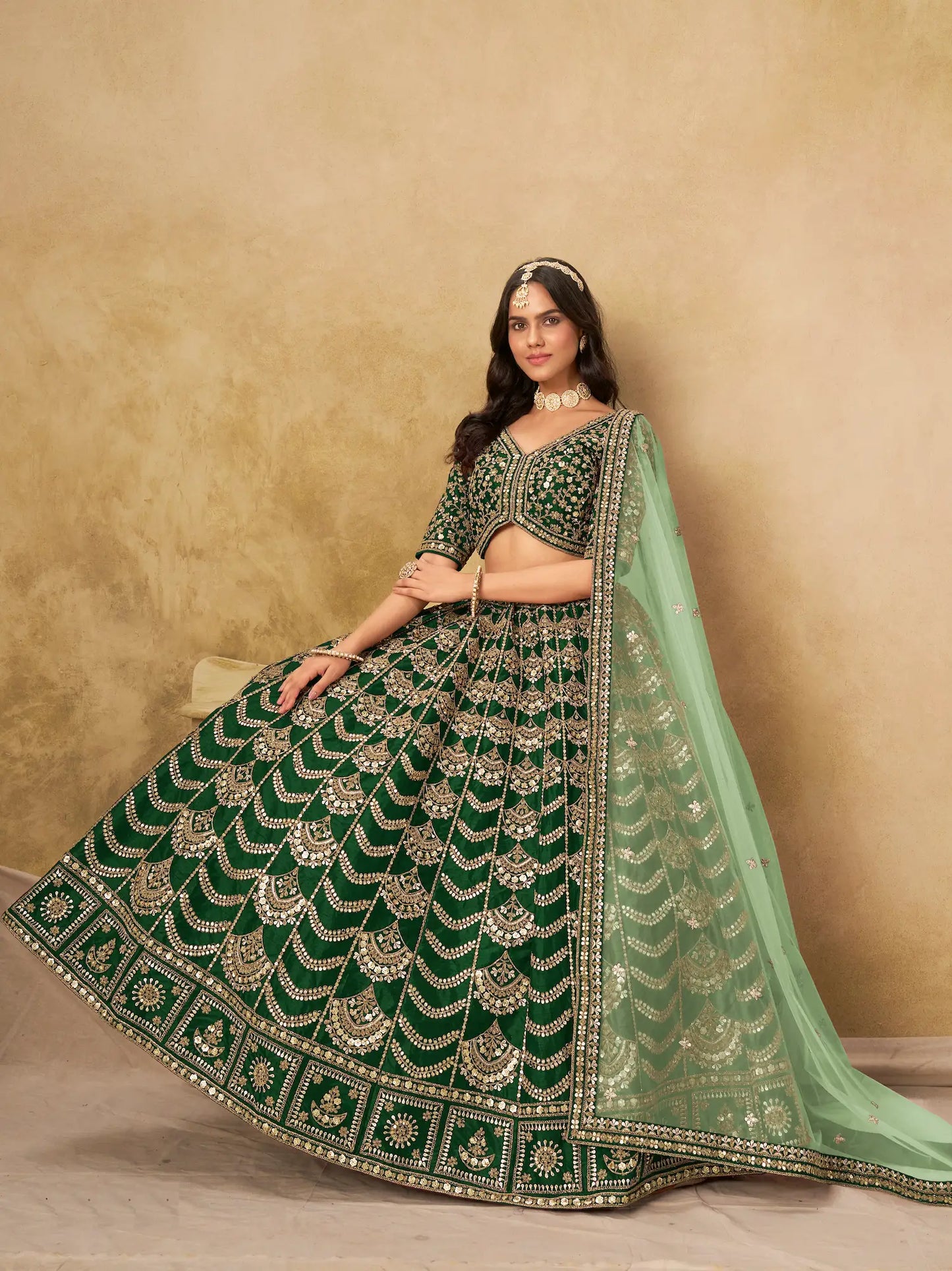Timber green Art Silk Embroidery Lehenga Choli