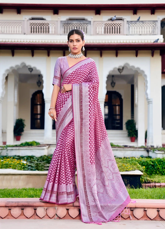 Orchid Purple Georgette Weaving Saree