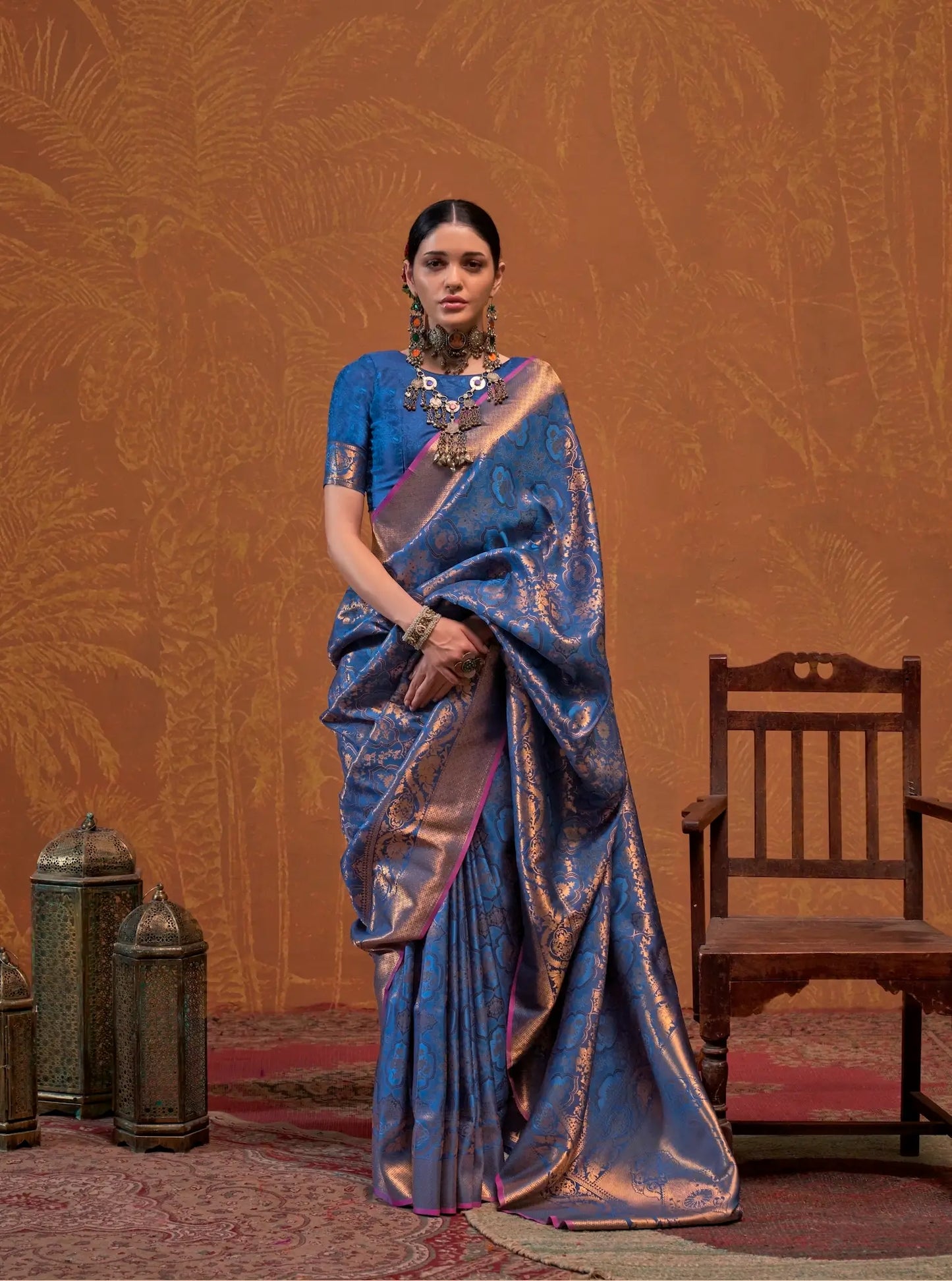 Royal Blue Handloom Weaving Saree