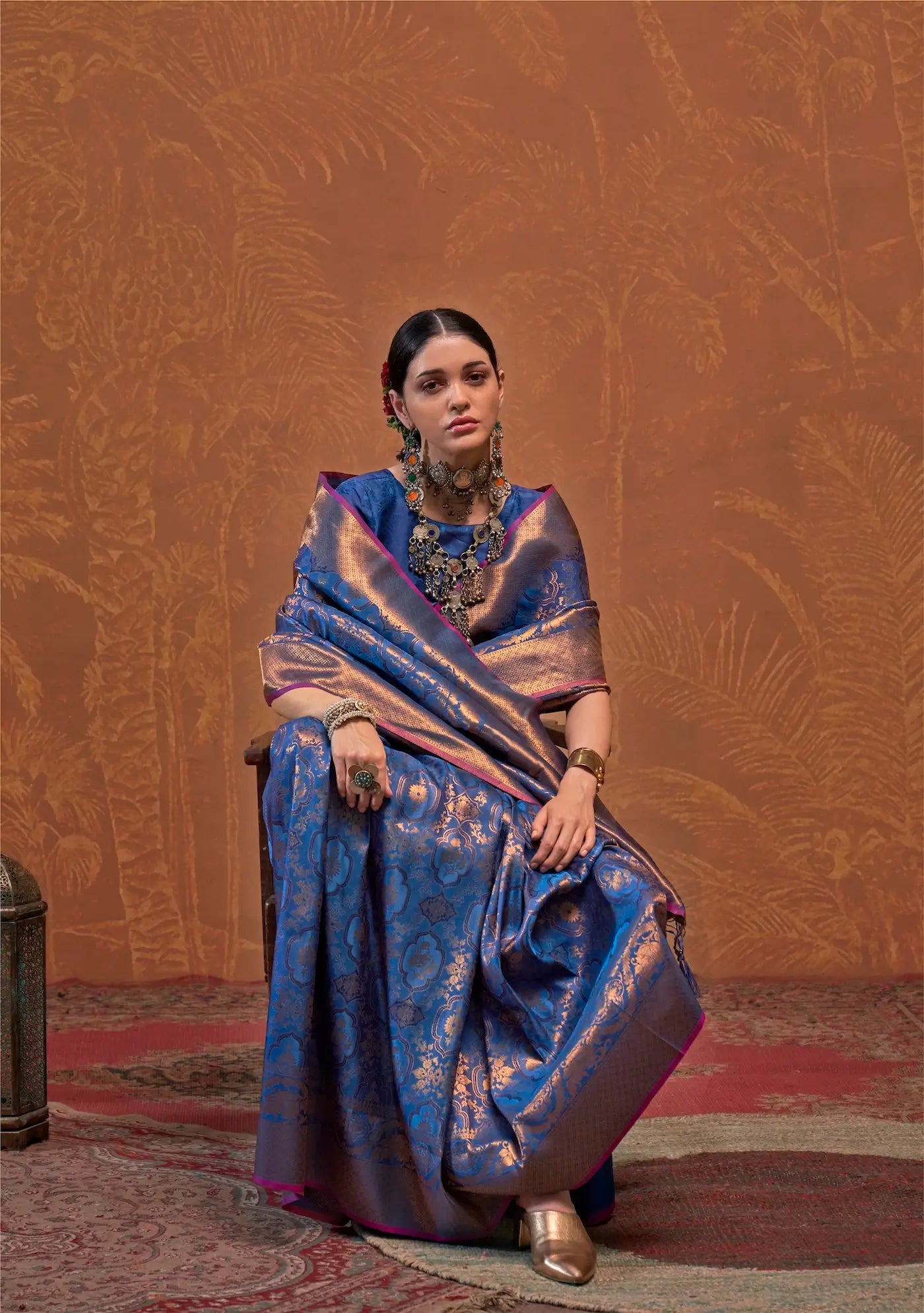 Royal Blue Handloom Weaving Saree