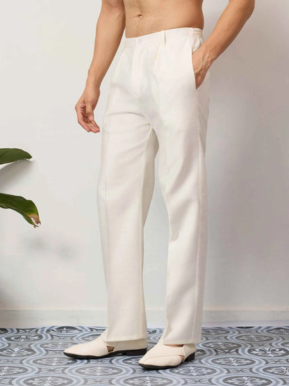 Beige Kurta Set With Embroidered Jacket