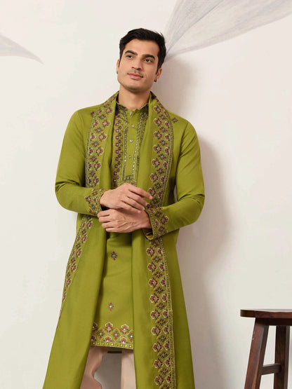 Trendy Green Embroidery Kurta & Dupatta