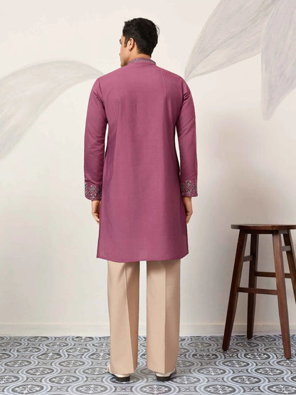 Dark Mauve Embroidery Kurta & Dupatta